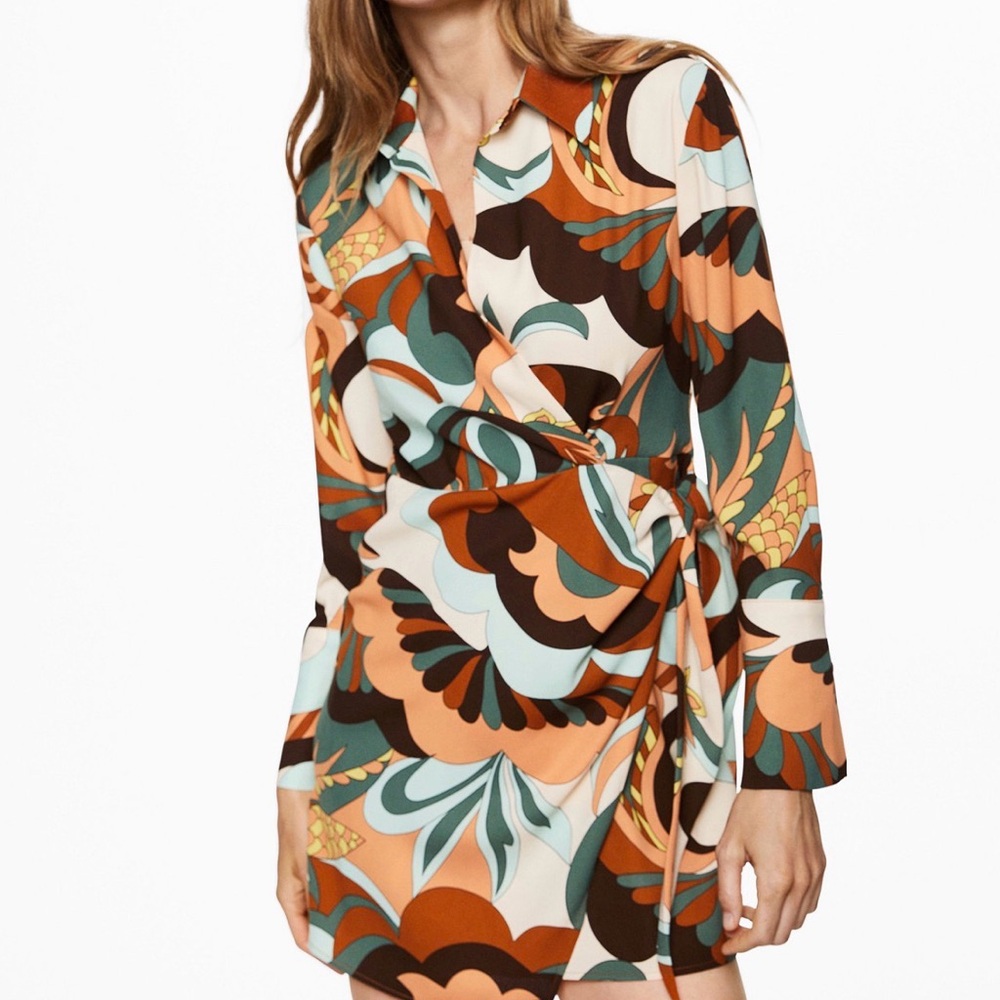 Mango Print wrap dress